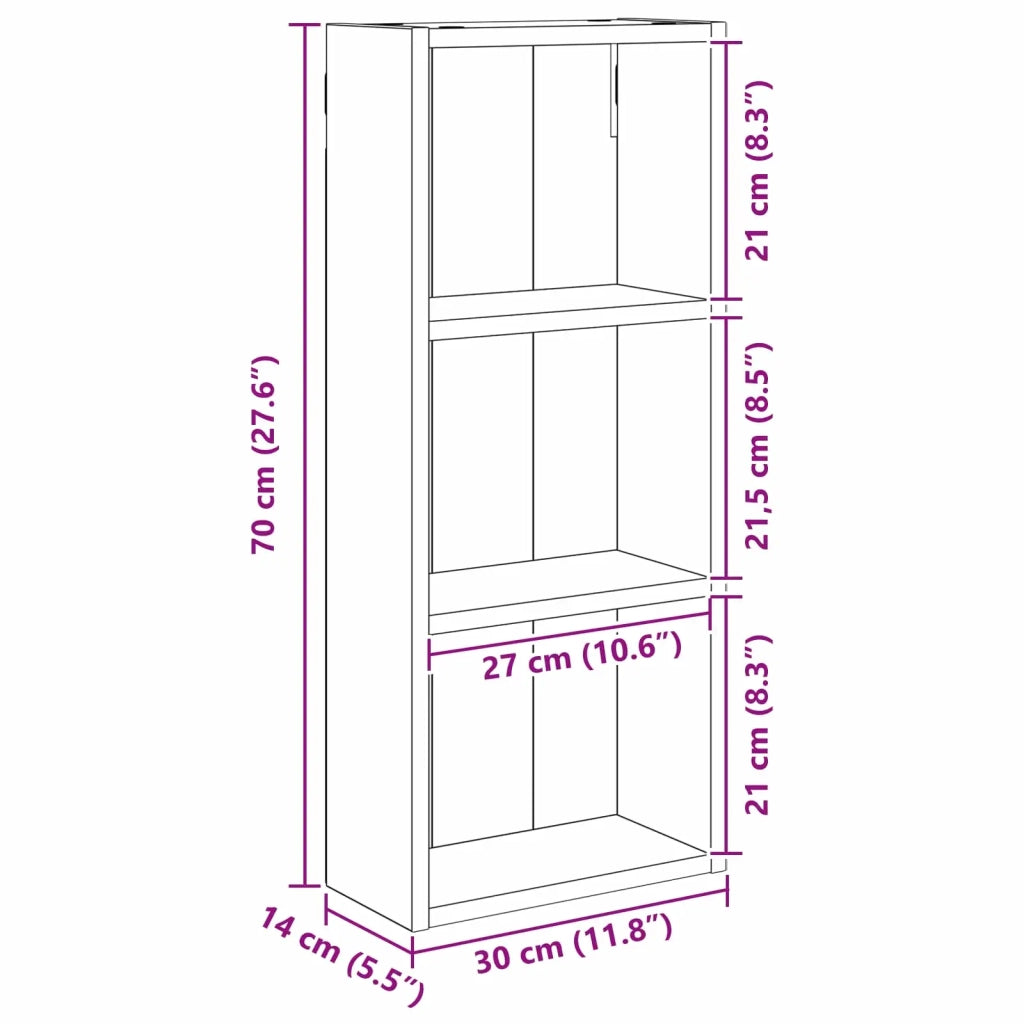 Armadio da bagno a muro Rovere Sonoma 30 x 14 x 70 cm 889329