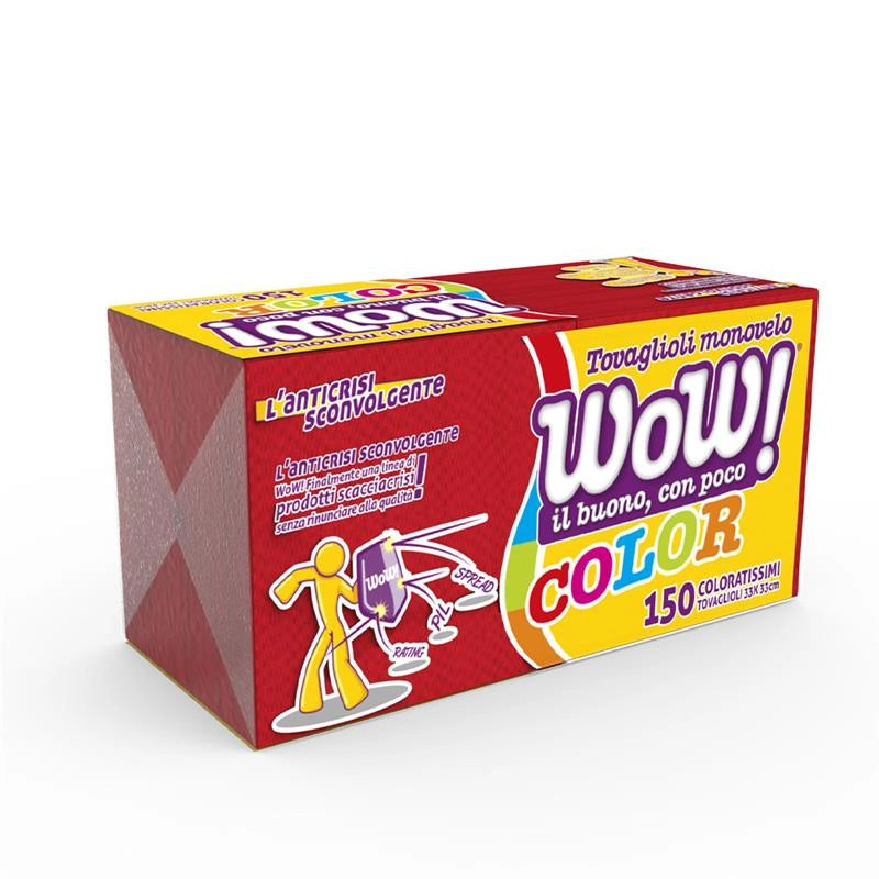 WOW TOVAGLIOLI CON 1 VELO DA 150PZ COLORE ROSSO - 33X33CM
