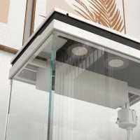 Acquario per Pesci Rossi 26L con Luci LED, Sistema di Filtraggio e Pompa d'Acqua, 38x26x38 cm, Bianco