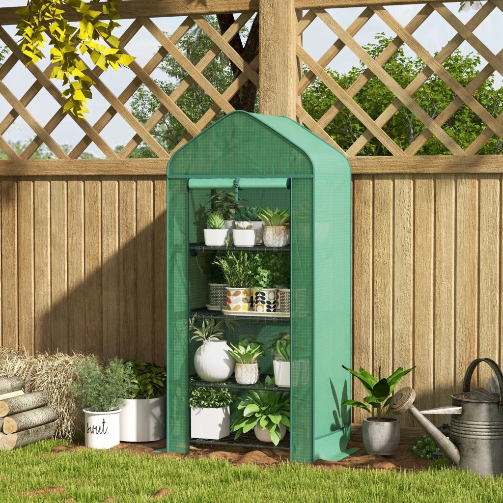 Serra per Piante da Giardino con Porta ¨C Zephmum ¨C Verde Scuro Metallo 69x49x158 cm