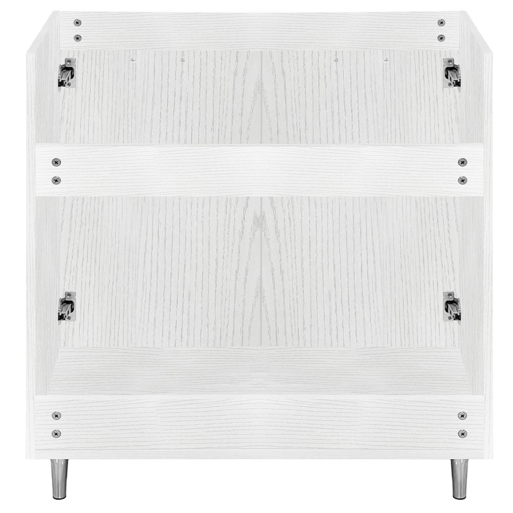 Mobile Cucina Sottolavello Componibile in Legno Bianco Frass. Classico 2 Ante 80cm
