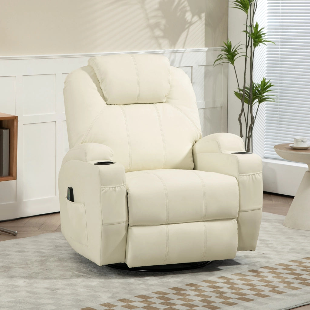 Poltrona relax massaggiante ¨C Xylo ¨C Girevole reclinabile similpelle crema alzapersona elettrica