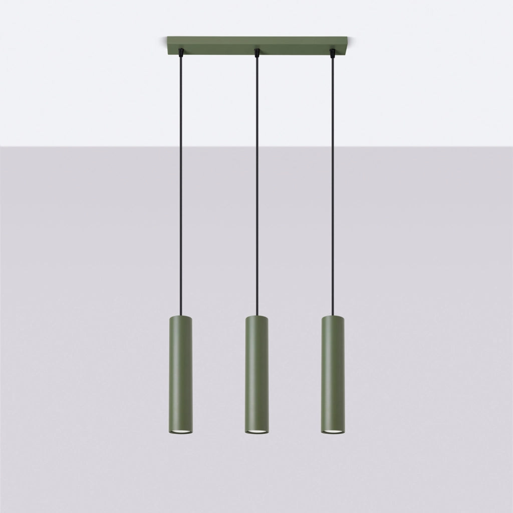 Lampada da soffitto LAGOS in acciaio verde oliva a 3 luci GU10 LED IP20 Loft moderno