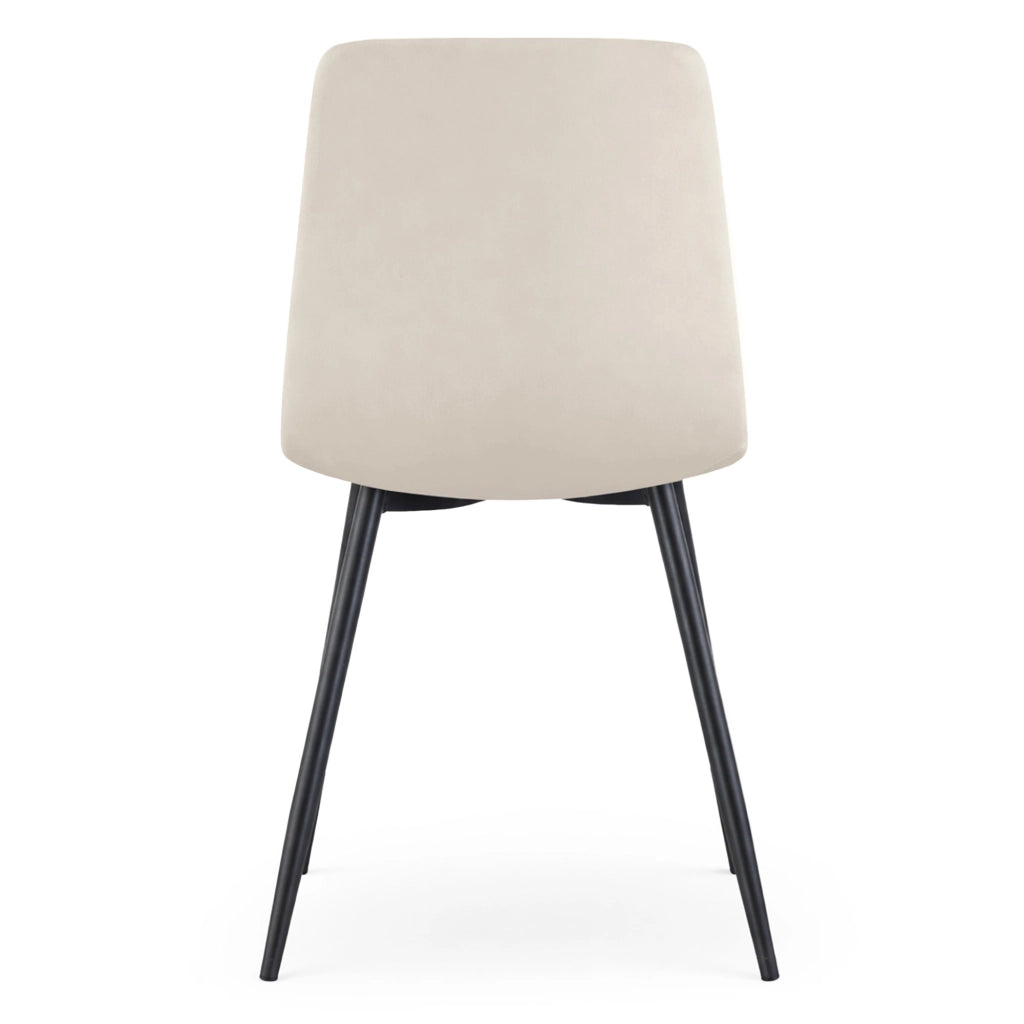 Set di 4 Sedie in velluto trapuntate MILO Beige gambe nere