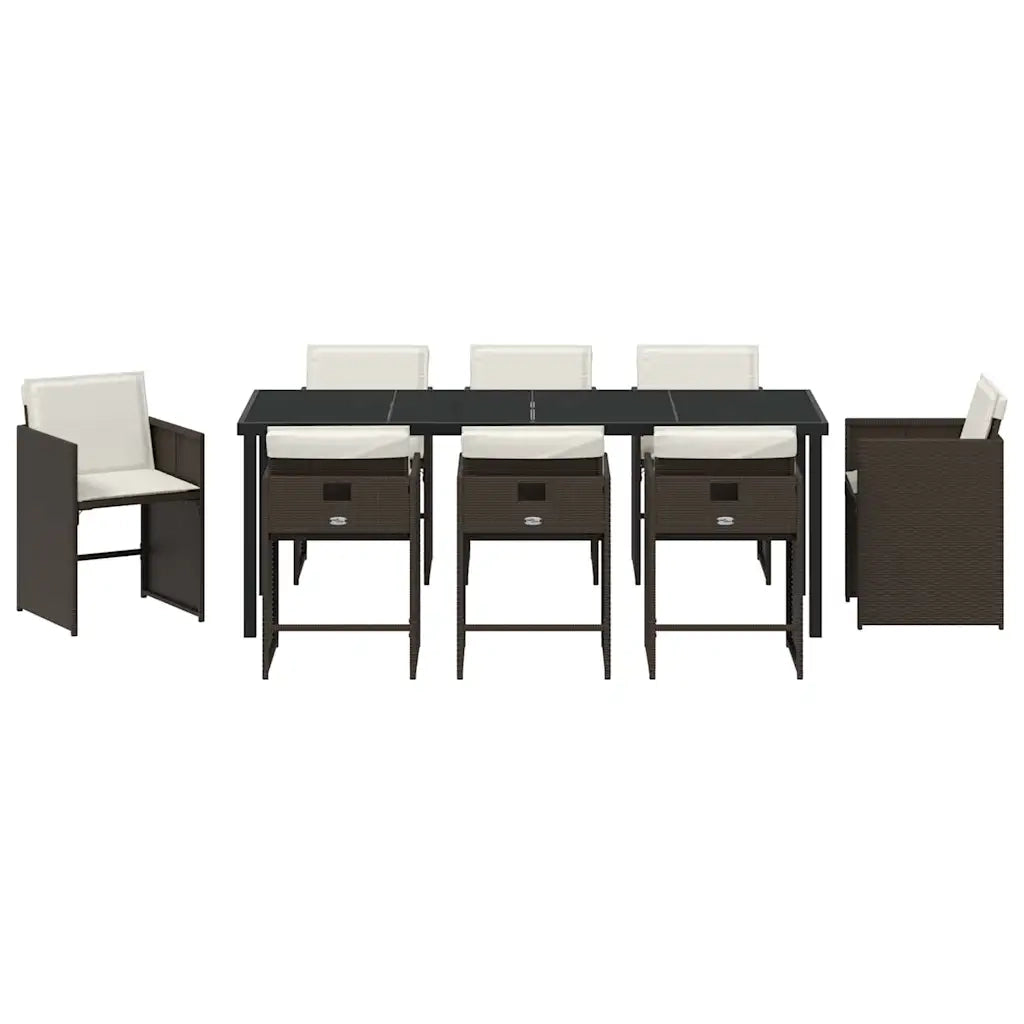 Set da Pranzo per Giardino 9 pcs Marrone polyrattan 3380700