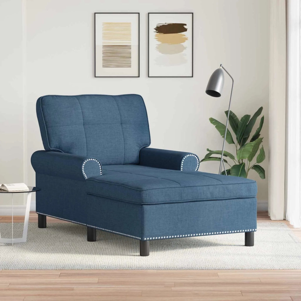 Chaise Lounge con cuscino Blu 91 x 157 x 91 cm Tessuto