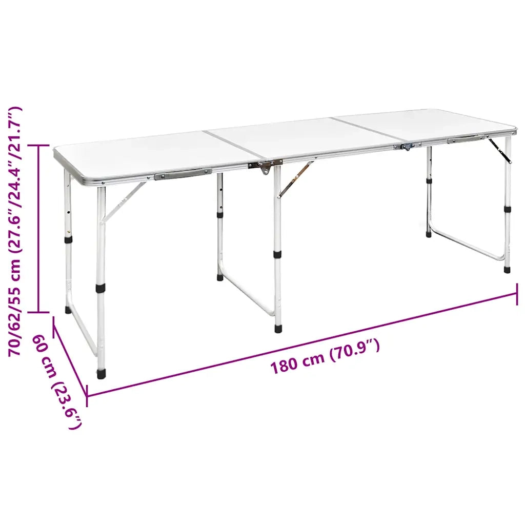 Tavolo da Campeggio Pieghevole Alluminio Regolabile 180x60 cm 41326