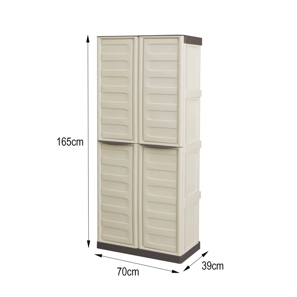 Mobile da Giardino Ipno, Armadio da Esterno 3 Ripiani Made in Italy, 39x70x165h cm Beige