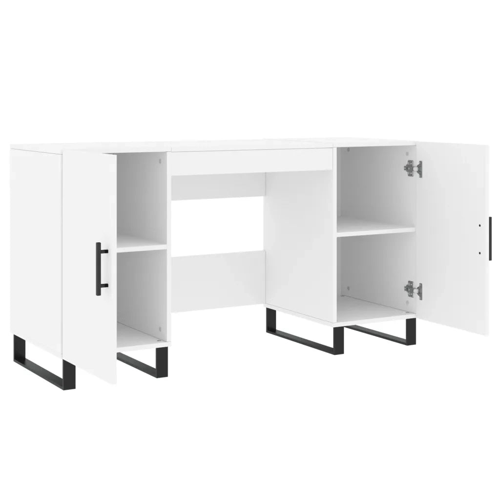 Scrivania Bianca 140x50x75 cm in Legno Multistrato 829572