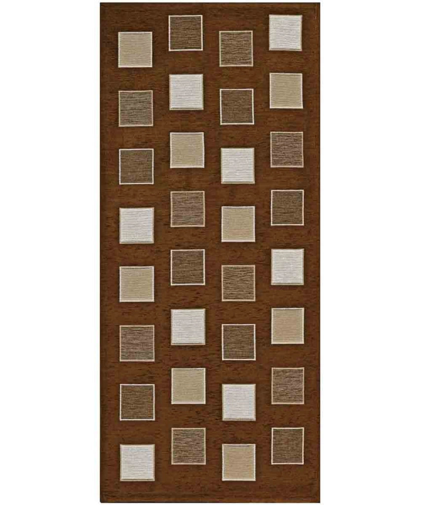 Tappeto moderno SQUARE MARRONE geometrico a quadri, tappetino bagno multiuso lavabile in lavatrice e anti-scivolo cm.55x80