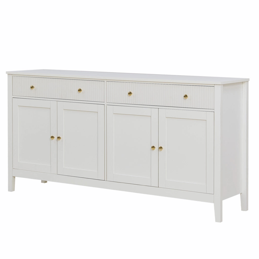 Credenza con 2 cassetti e 4 ante - per soggiorno - in MDF - 160x40x82 cm - bianco