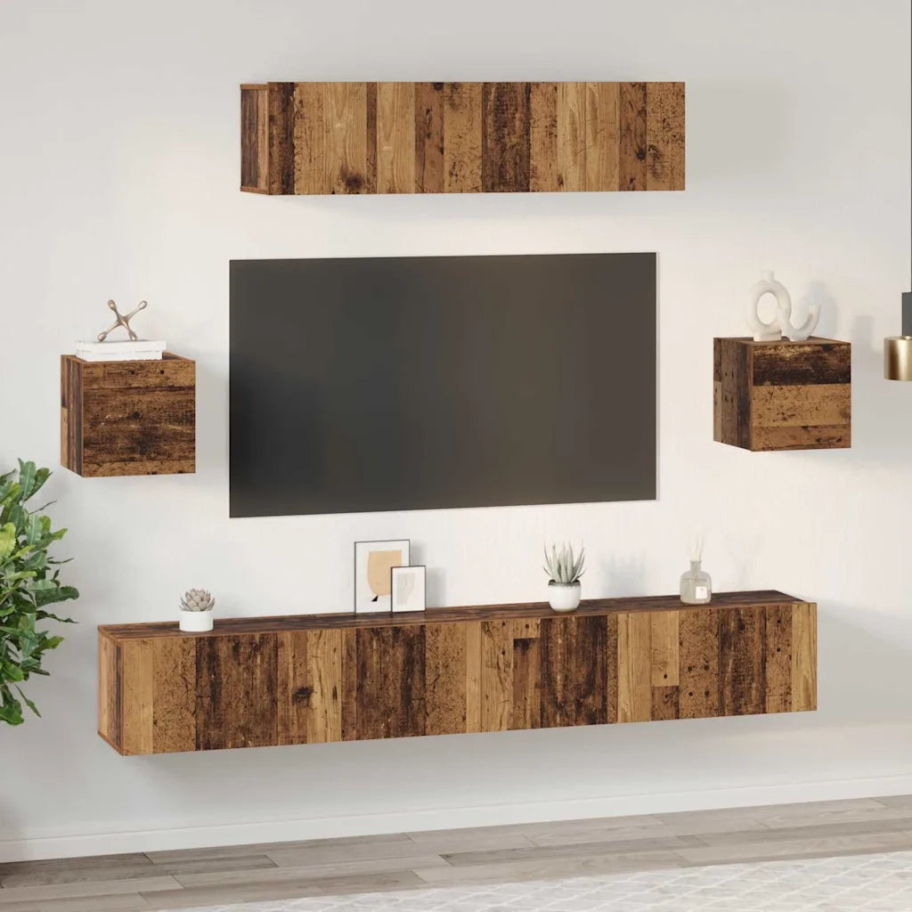vidaXL Set mobile TV 7 pcs Legno vecchio 80 x 30 x 30 cm