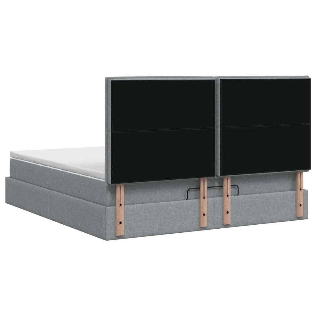Letto Ottomano con Materasso e LED Grigio Chiaro 140 x 190 cm 3457986