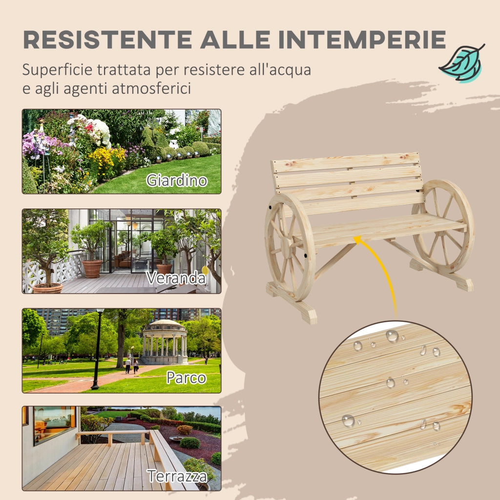 Panchina da Giardino 2 Posti in Legno con Braccioli ¨C zephmum ¨C 105.5x56x79 cm, Legno