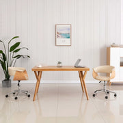 Sedia da Ufficio Girevole Crema in Legno Piegato e Similpelle cod mxl 19916