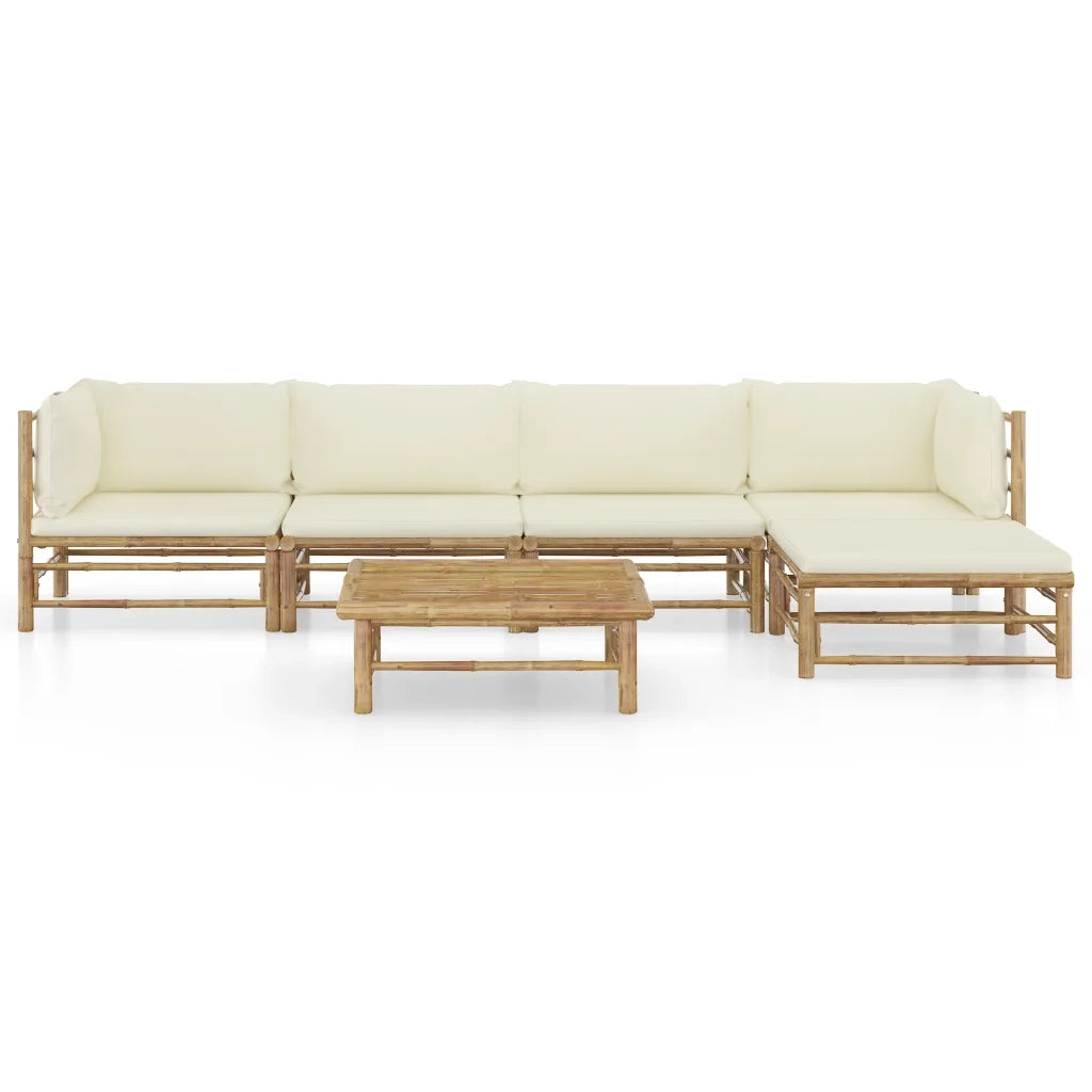 Set Divani da Giardino 6 pz con Cuscini Bianco Crema in BambÃ¹ cod mxl 40748