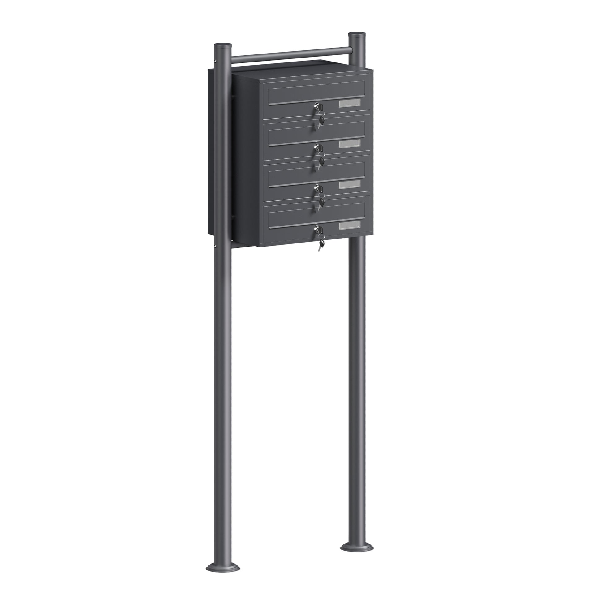 Cassetta postale condominiale autoportante 4 posti, 1 modulo, antracite 556 x 270 x 1500 mm