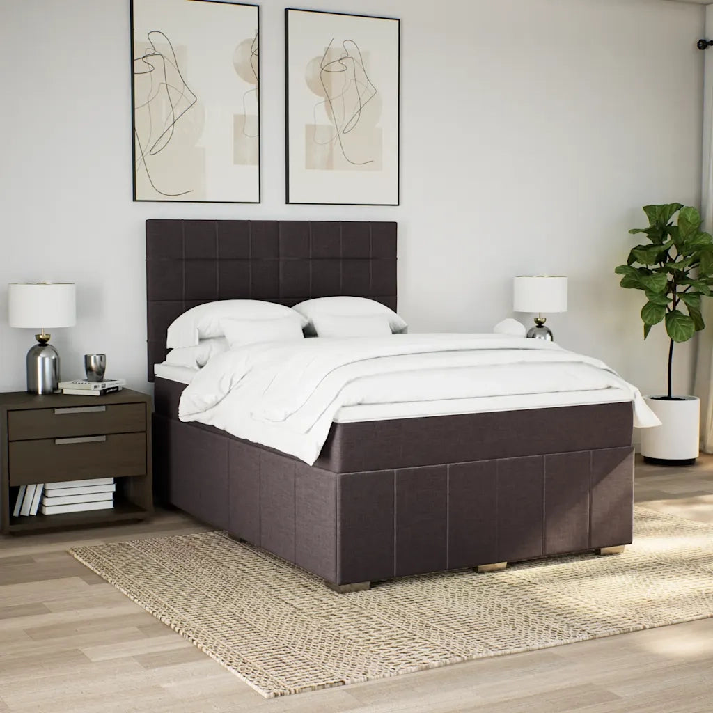 Giroletto a Molle con Materasso Marrone Scuro 160x200cm Tessuto 3294022