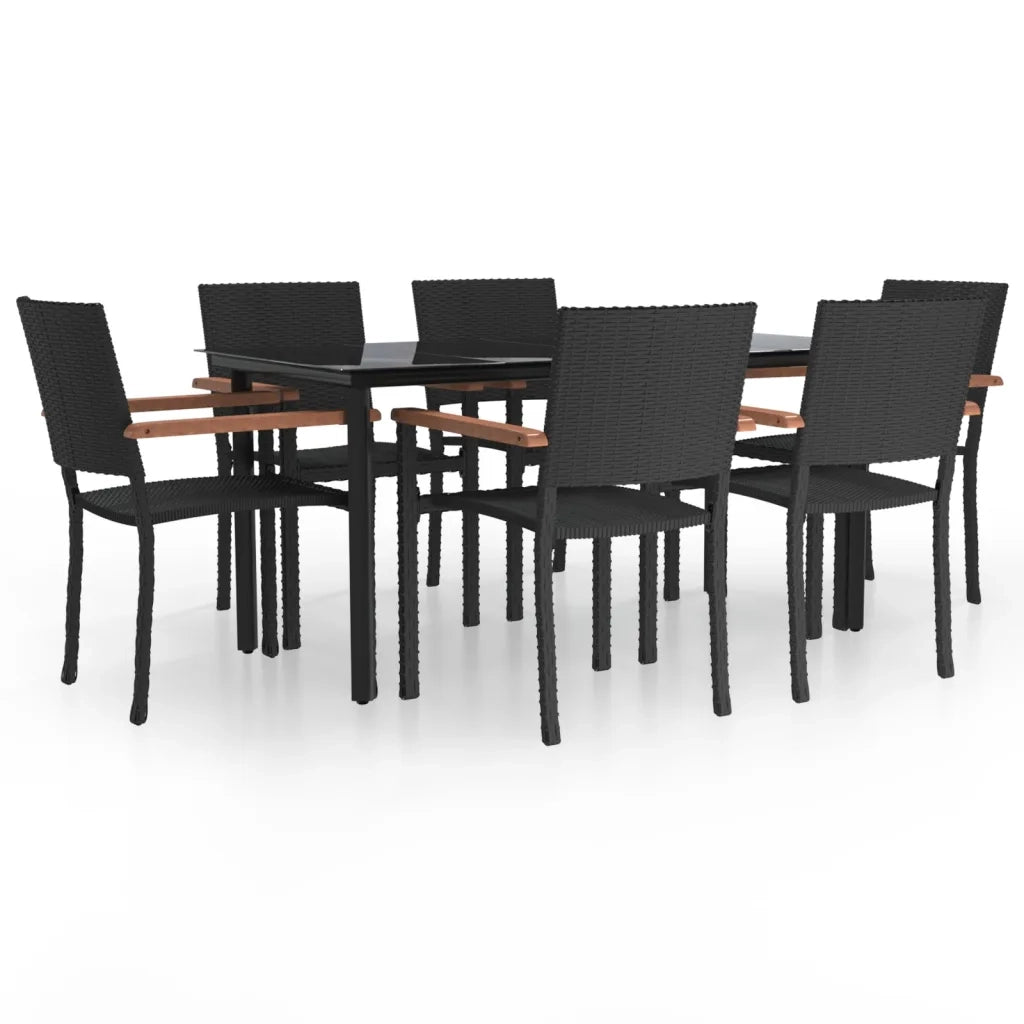 Set da Pranzo da Giardino 7 pz Nero in Polyrattan cod mxl 35787