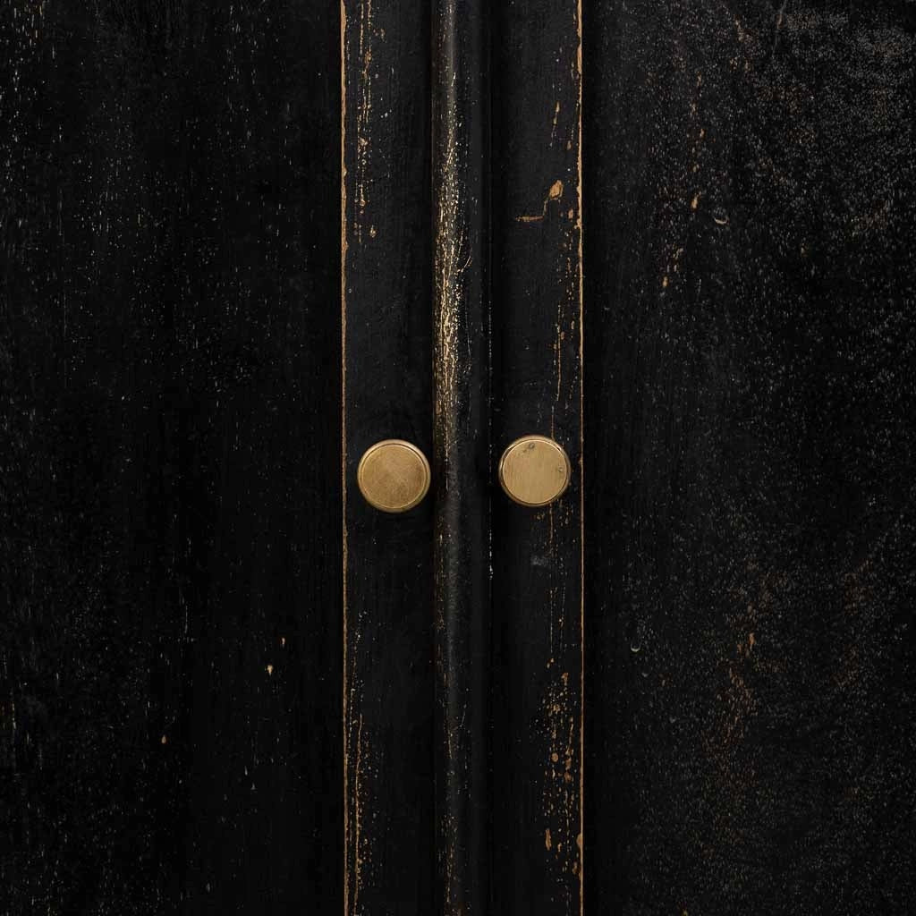 Mobile da ingresso in legno rifinito artigianalmente con 2 ante e 2 cassetti nero 85x40x100