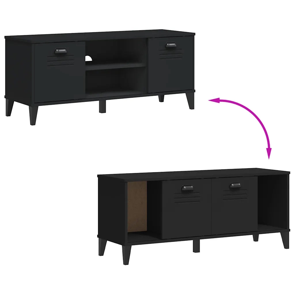 Panca Portascarpe-Sgabello-Panca Scarpiera VIKEN Nera 106x35x45 cm Legno Massello Pino