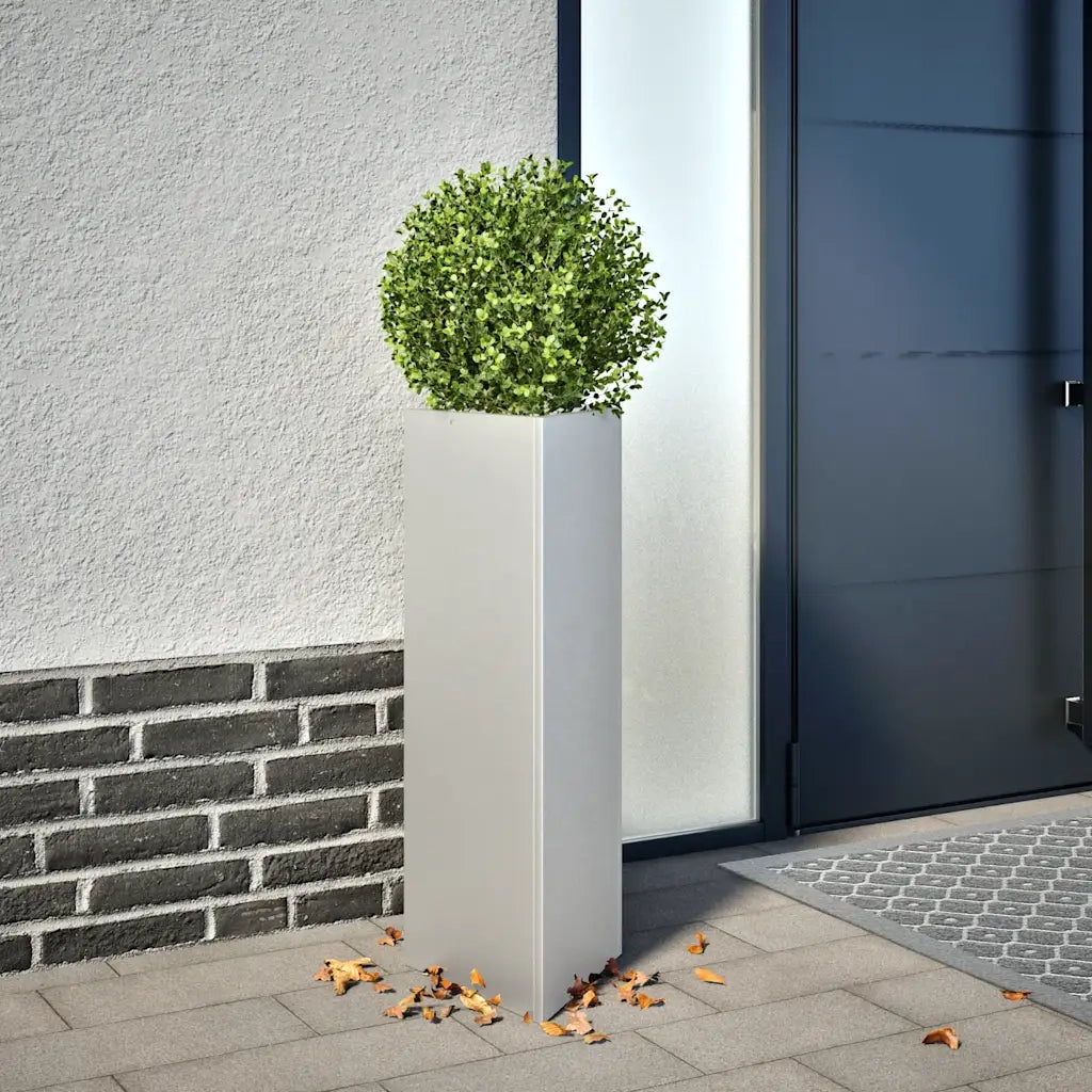 Fioriera da Giardino-Vaso da Esterno-Contenitore per Piante Triangolare 30x26x75 cm in Acciaio Zincato