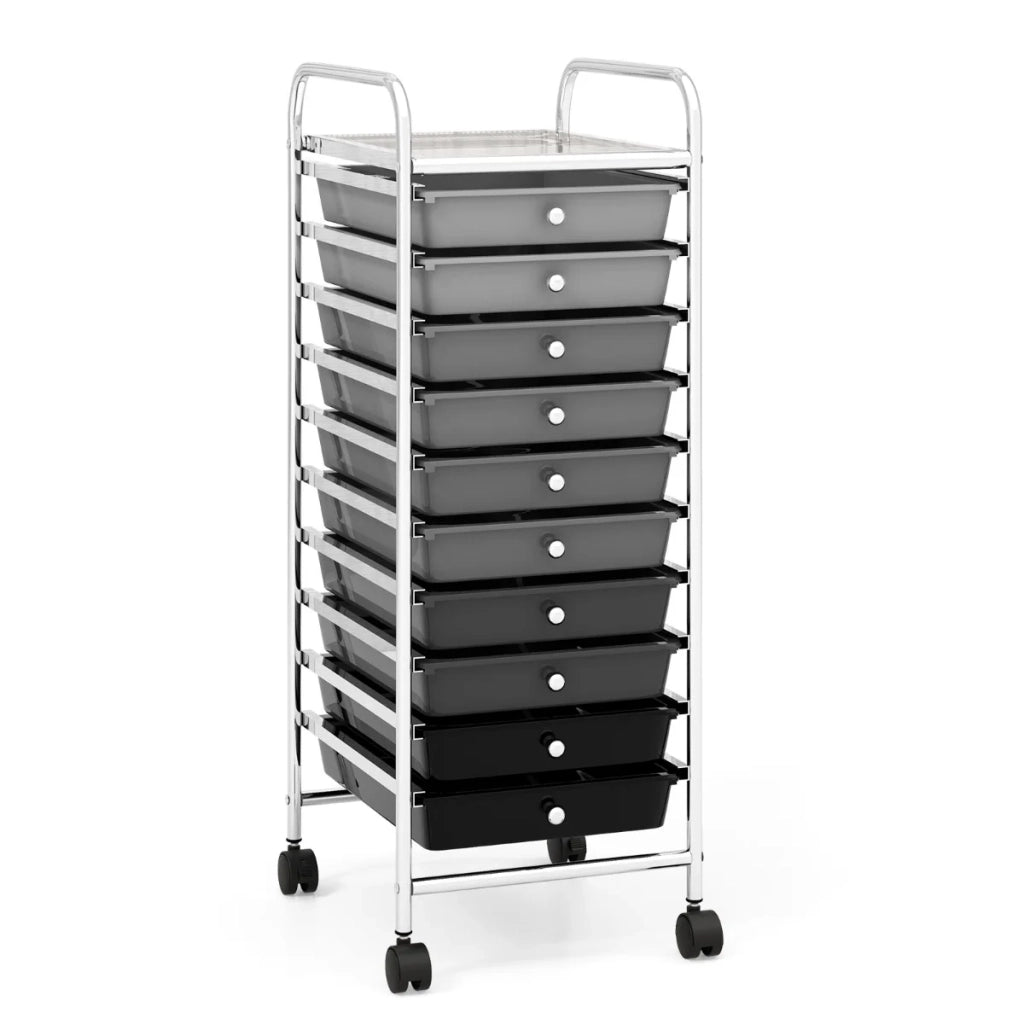 Pratico carrello portaoggetti con cassetti 33 x 37 x 86 cm design salvaspazio e ruote moderne in ferro grigio 20_0018559