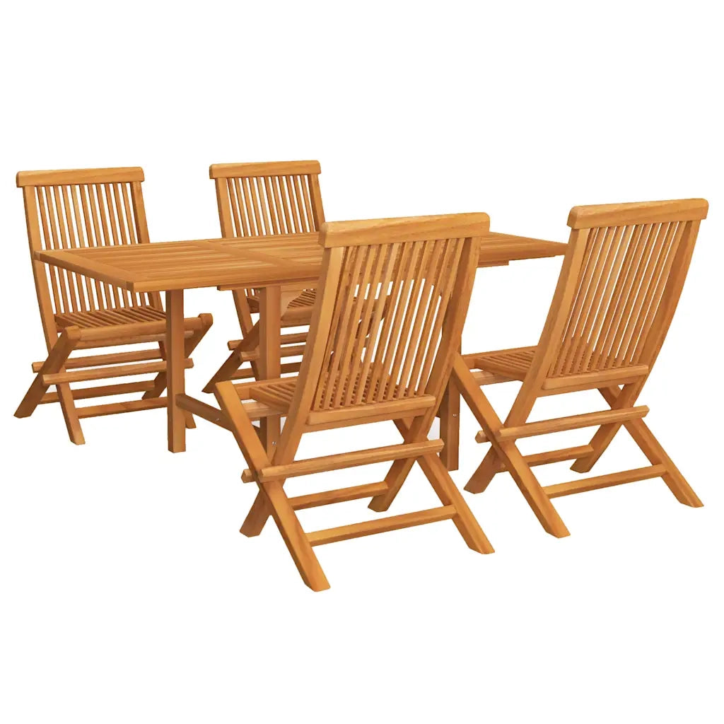 Set da Pranzo da Giardino 5 pz in Legno Massello di Teak