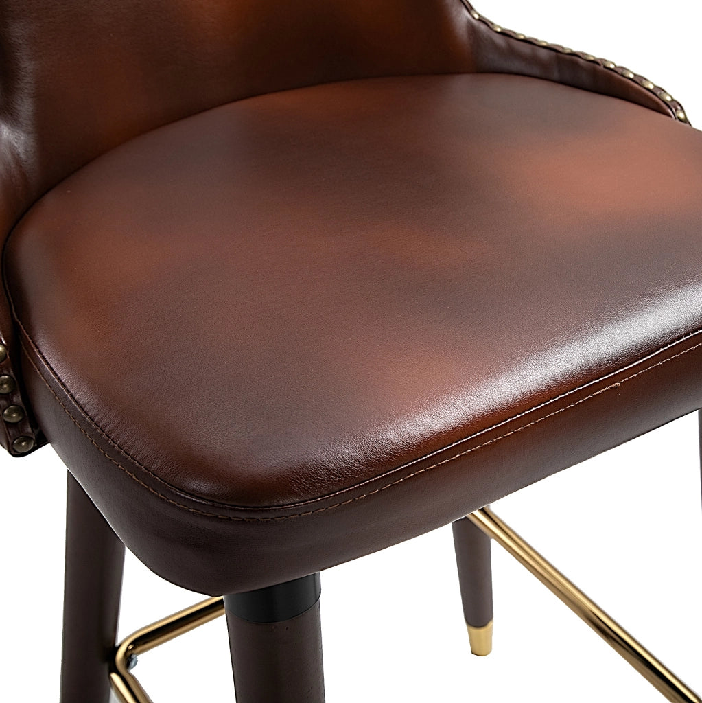 Set di 2 sgabelli da bar 52x53x101 cm con schienale basso; in legno marrone