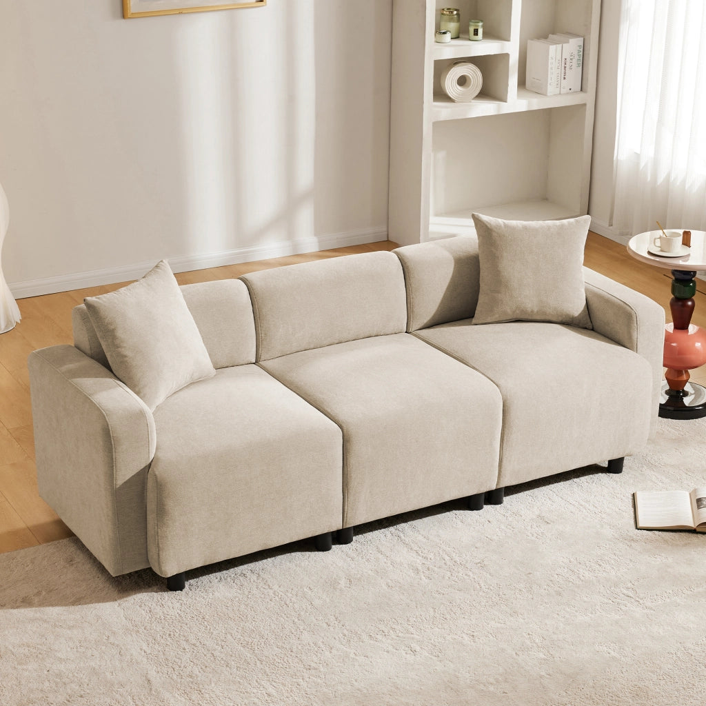 SOFA 3-4 posti 211x67x71 cm Chenille Beige