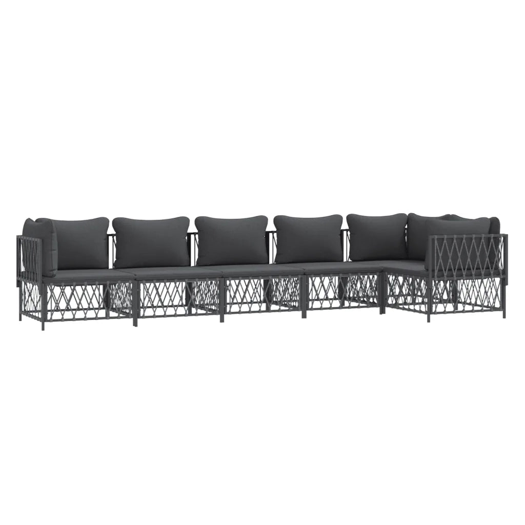 Set Salotto da Giardino 6 pz con Cuscini in Acciaio Antracitecod mxl 76606