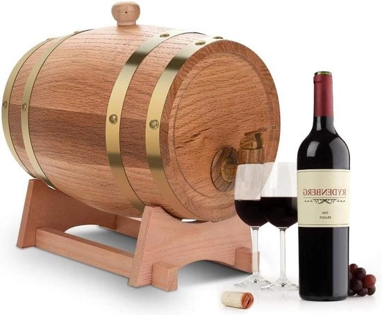 Barile di Stoccaggio Vino in Quercia 3L con Standard in Legno - Whiskey Rum Port - Legno.