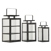 Set di tre lanterne Andromeda in metallo e vetro zigrinato