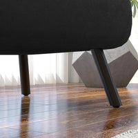 Poltrona Letto Singolo Reclinabile con Cuscino Sfoderabile in Tessuto Effetto Lino Nero