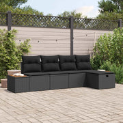 Set Divano da Giardino con cuscino 5 pcs Nero Poly Rattan 3360952