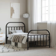 Giroletto con Testiera e Pediera-Struttura Letto Metallo Nero 107x203 cm 276334