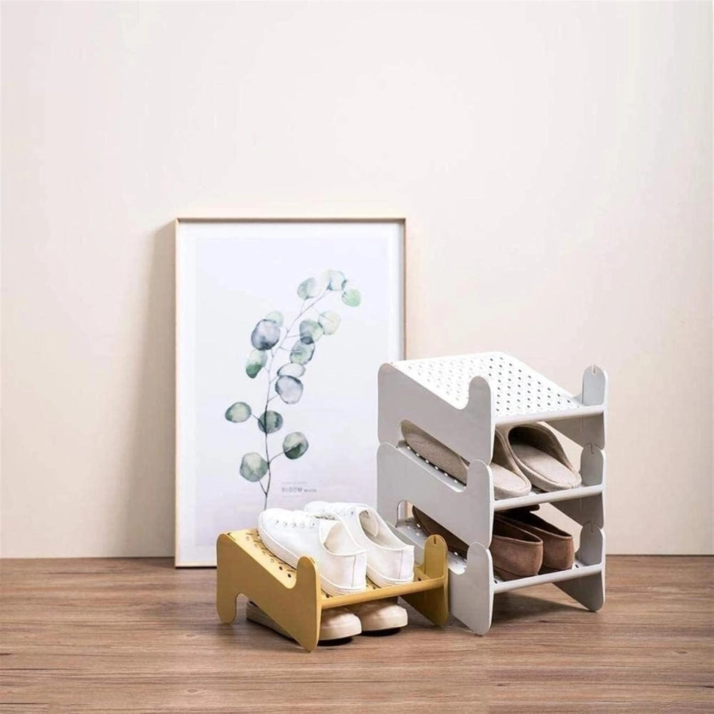 scarpiera Scarpiera per la casa Scarpiera Semplice in plastica impilabile per Uso Domestico Scarpiera a Strati Scaffale per Scarpe (Colore : Colore Giallo)