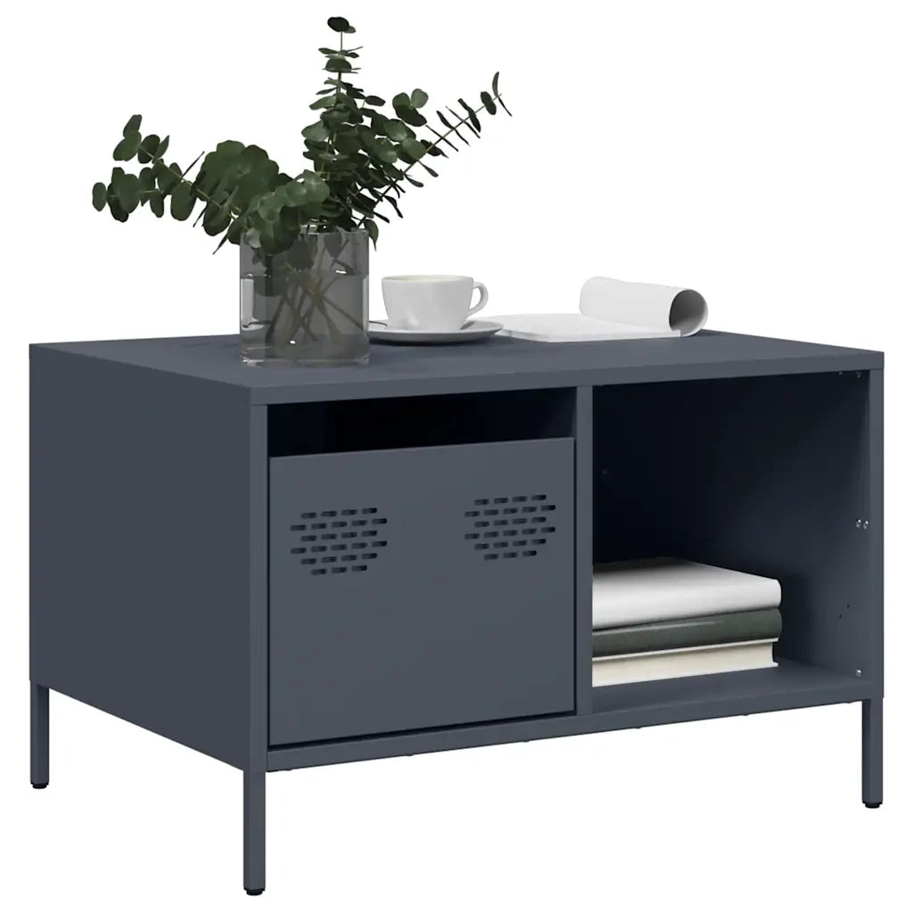 Tavolino-Tavolino da soggiorno-Tavolo Antracite 68,5x50x43,5 cm in Acciaio Laminato a Freddo