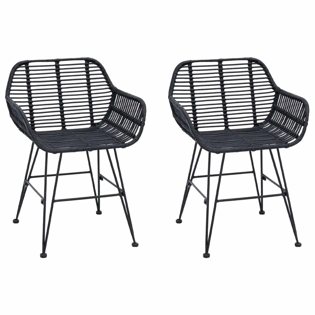 Sedia da pranzo 2 pcs Rattan e Ferro Nero 55 x 50 x 74 cm