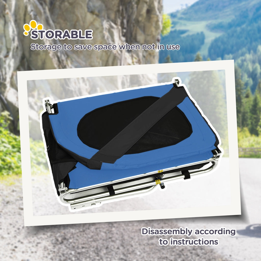 Rimorchio Bici per Cani ¨C Zephmum ¨C Blu e Nero, Acciaio e Tessuto Oxford, 130x73x90 cm