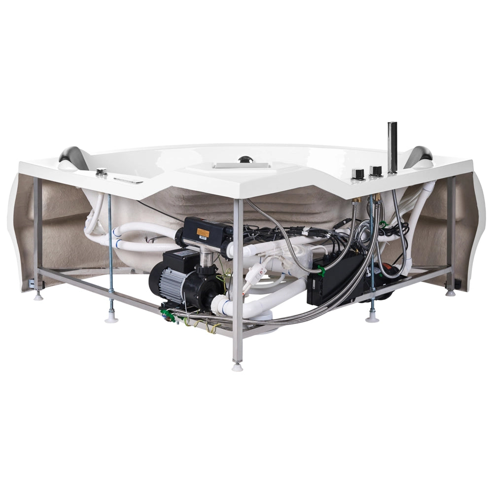 Vasca idromassaggio in acrilico sanitario bianco con altoparlante Bluetooth LED 210 x 145 cm