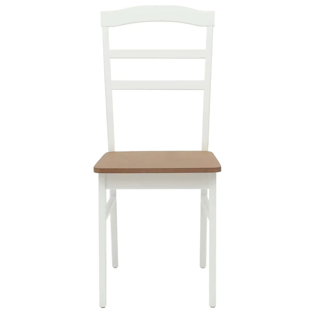 Sedia da pranzo 2 pcs Bianco e Naturale Legno di gomma solido 42020497