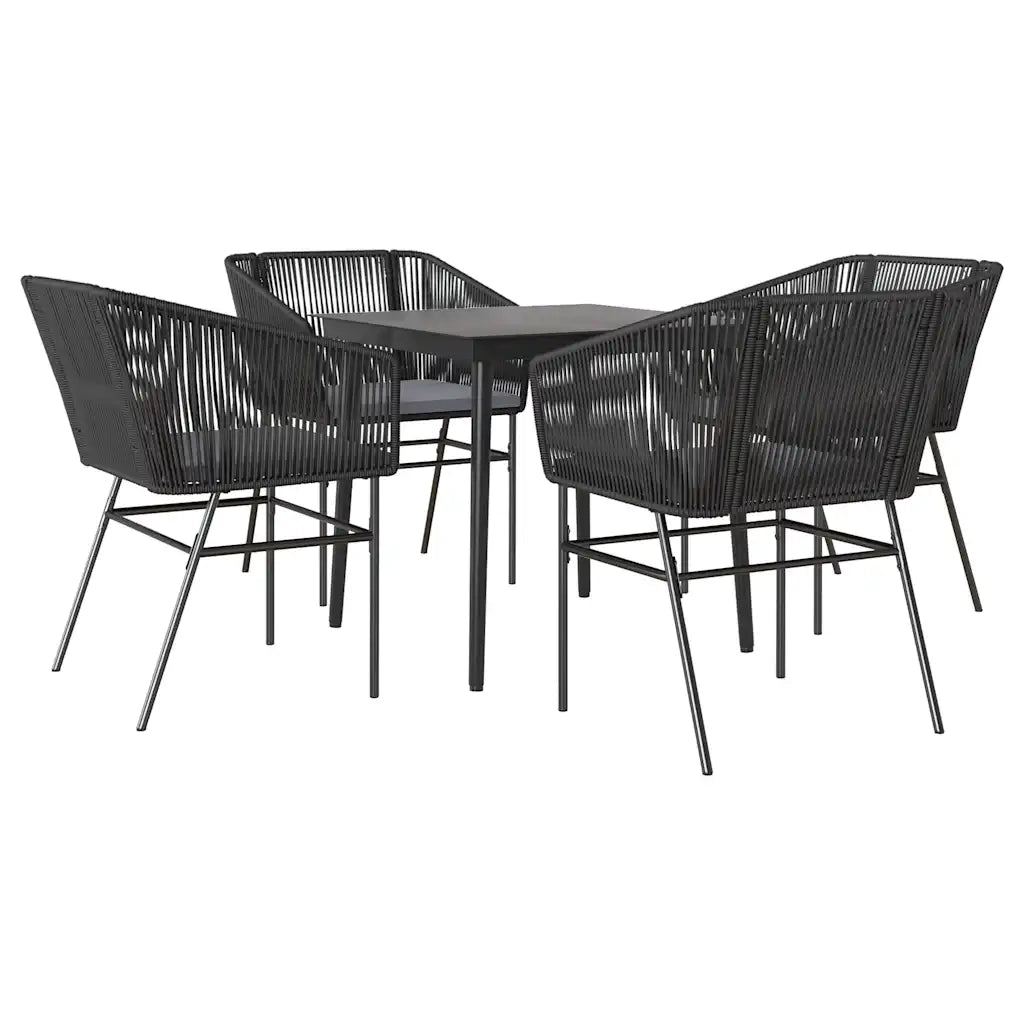 Set da Pranzo da Giardino con Cuscini 5 pz Polyrattan Vetro