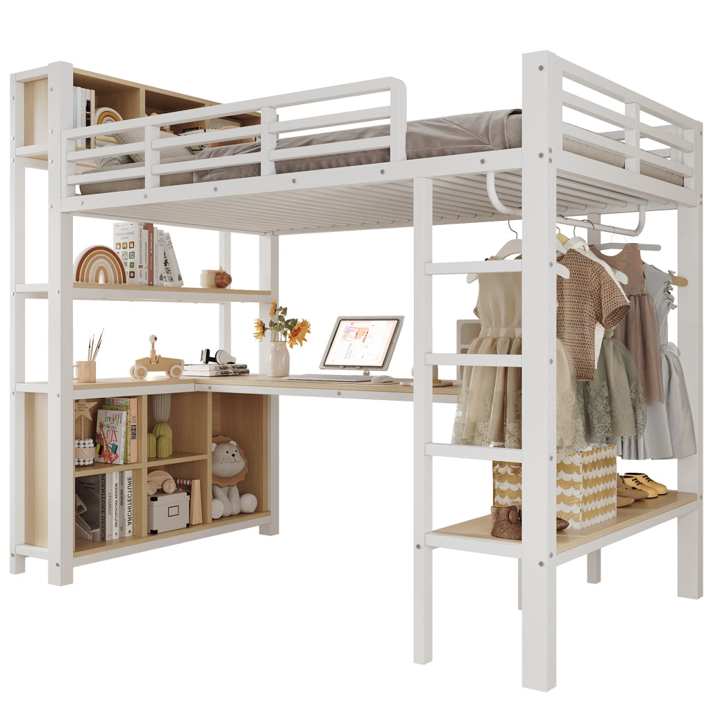letto a castello mdf metallo bianco 90 x 200 cm