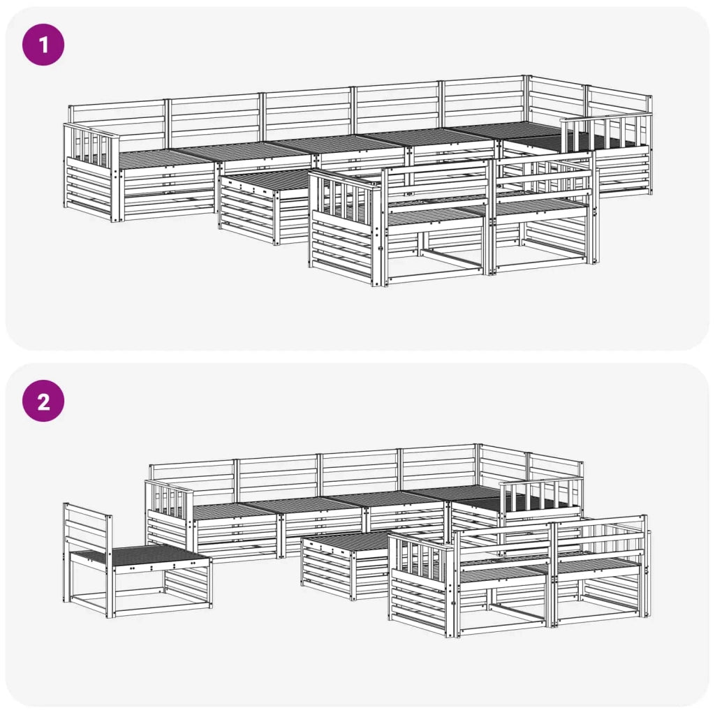 Set di divani da esterno 9 pcs Naturale 3373689