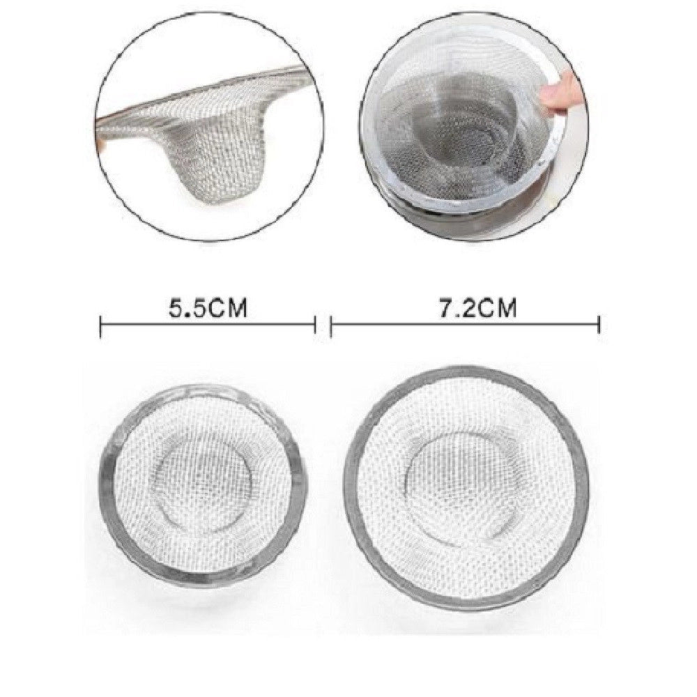 Trade Shop - Set 2 Pz Filtro Filtri Per Lavello ø 7.2/5,5cm Per Cucina Bagno In Acciaio 50052 -