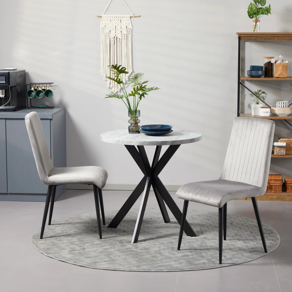 Set 2 Sedie da Pranzo Imbottite con Gambe in Metallo ¨C Zephmum ¨C Grigio e Nero 43x58x90 cm