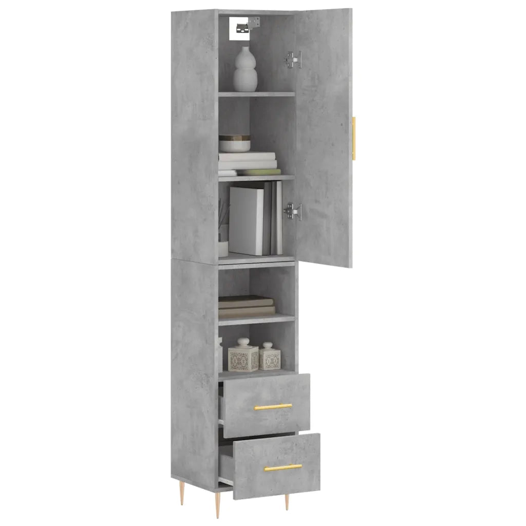 Credenza-Buffet-Armadio da cucina Grigio Cemento 34,5x34x180 cm in Legno Multistrato 653719