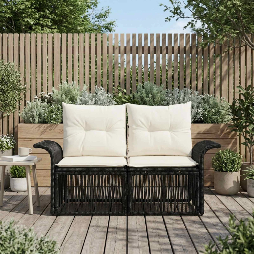 Divano da giardino 2-Numero di posti Nero polyrattan 42026692