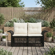 Divano da giardino 2-Numero di posti Nero polyrattan 42026692